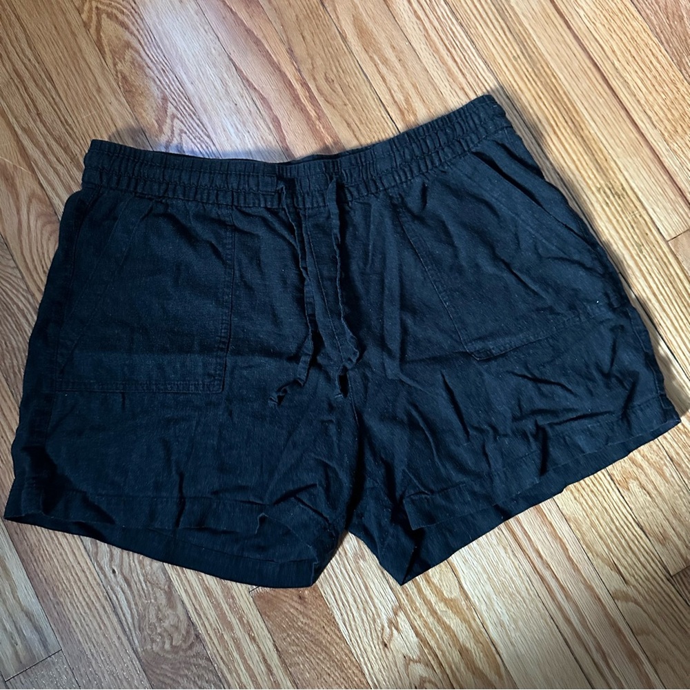 Old Navy Linen Blend Black Pull On Shorts